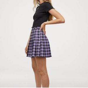H&M plaid pleated skater skirt